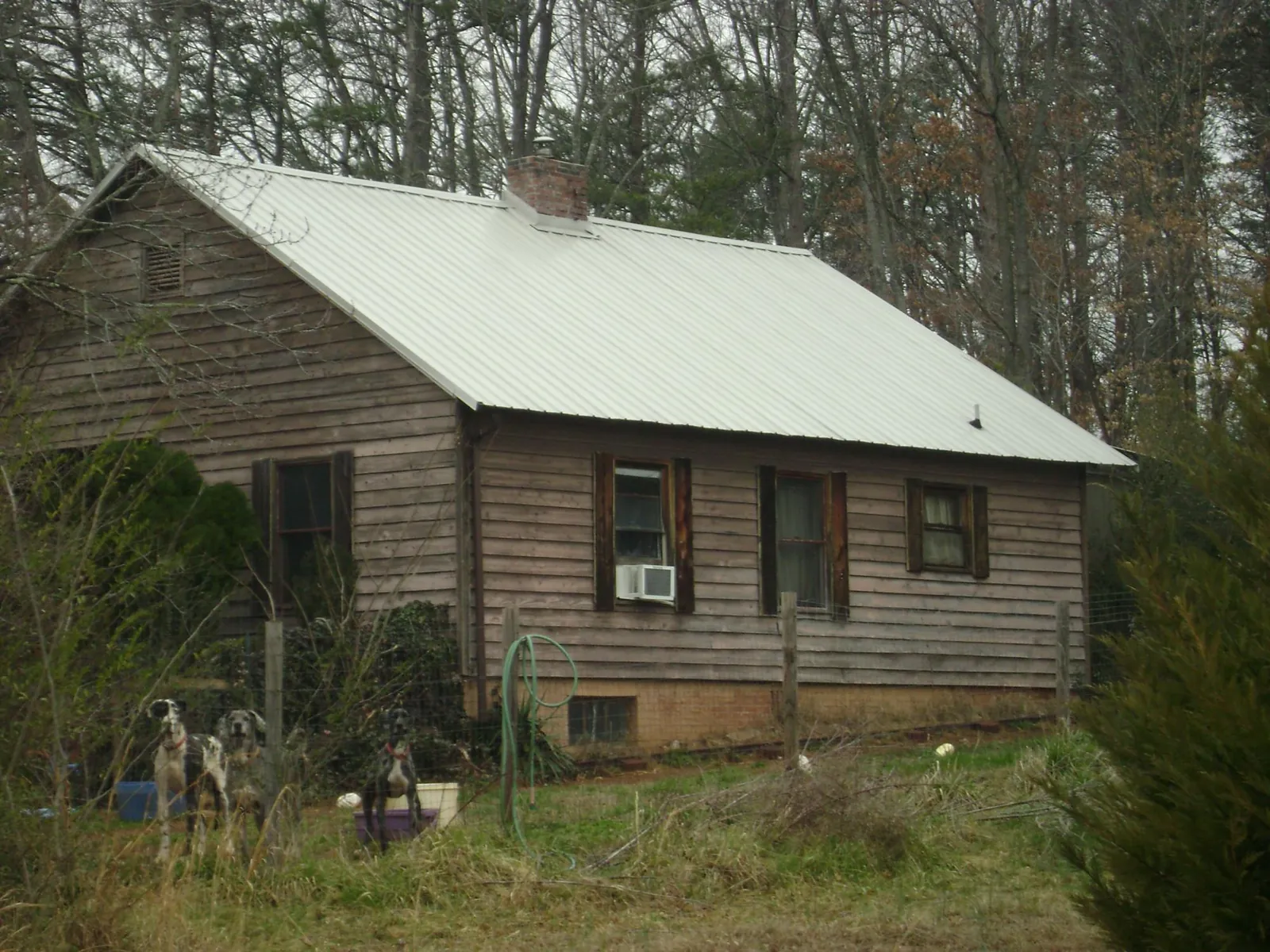 White metal roof on an old wood sided farmhouse, from a Metal Roof Installation job in Yamhill